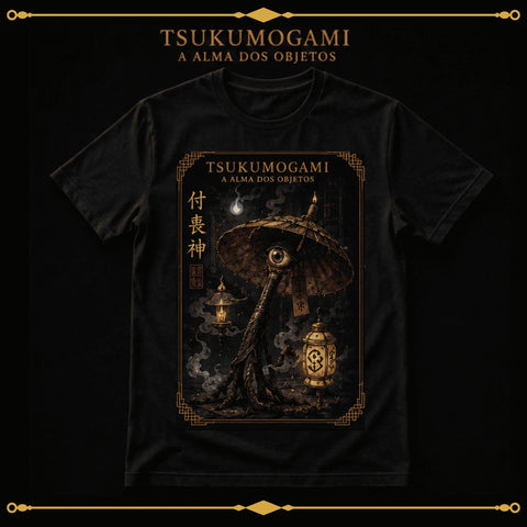 Tsukumogami — A Alma dos Objetos, camiseta preta com arte