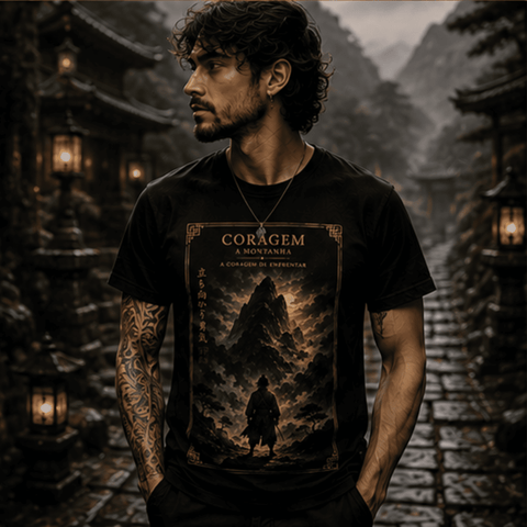 Arte Coragem A Montanha - samurai diante da montanha
