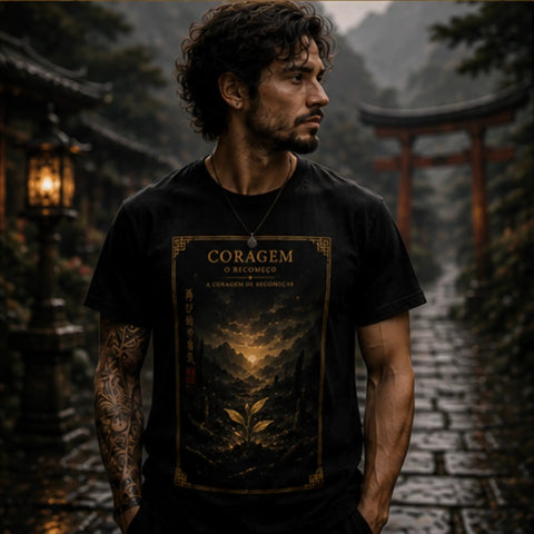 Camiseta Coragem O Recomeço - modelo masculino