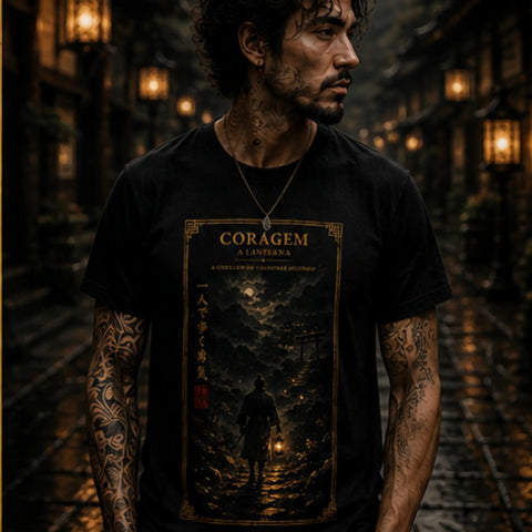 Mockup lifestyle – A Lanterna em camiseta preta