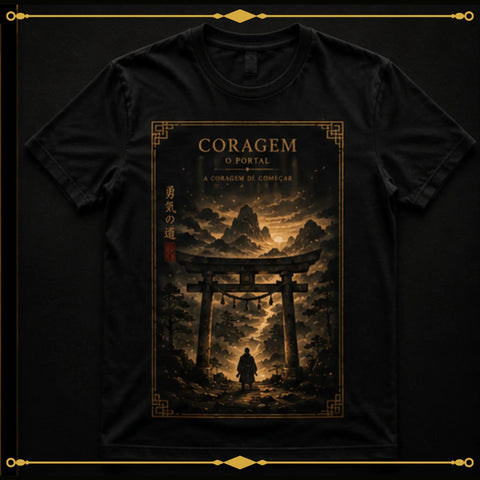 Camiseta preta Coragem O Portal - mockup flat