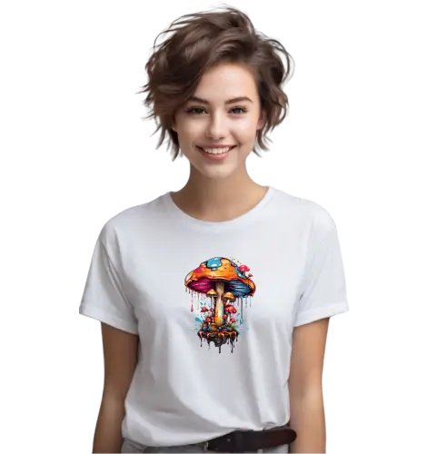 camiseta branca cogumelo xippei