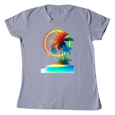 Camiseta Feminina Baby Look Oásis Tropical