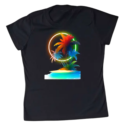 Camiseta Feminina Baby Look Oásis Tropical