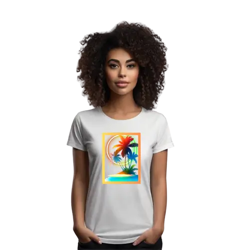 Camiseta Feminina Baby Look Oásis Tropical