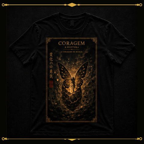 Camiseta preta Coragem A Ruptura - mockup flat